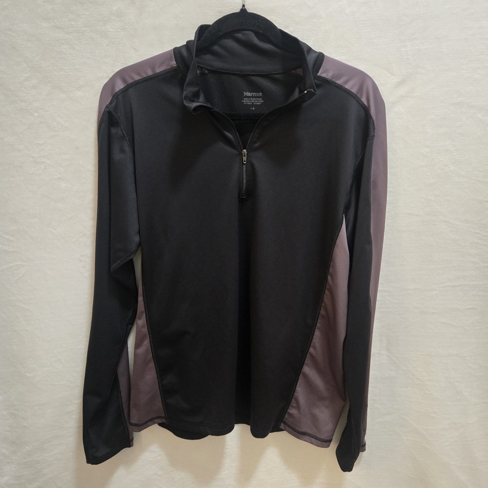 Marmot Men's Black and Gray 1/4 Zip Pullover Lightweight Running Layer Size L